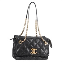 【原宿店限定】シャネル CHANEL ショルダーバッグ マトラッセ チェーン ラムスキン ブラック ゴールド レディース 127921M