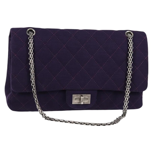 【原宿店限定】シャネル CHANEL ショルダーバッグ マトラッセ 2.55 ダブルフラップ チェーン コットン パープル レディース 127929M