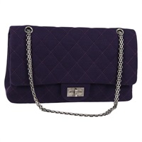 【原宿店限定】シャネル CHANEL ショルダーバッグ マトラッセ 2.55 ダブルフラップ チェーン コットン パープル レディース 127929M