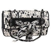【原宿店限定】シャネル CHANEL ショルダーバッグ チェーン ココマーク チョコバー サテン ブラック ホワイト レディース 128055V