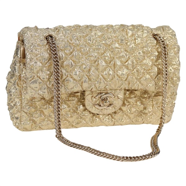 【原宿店限定】シャネル CHANEL ショルダーバッグ マトラッセ 23 ダブルフラップ チェーン コットン レザー ゴールド レディース 128126SV