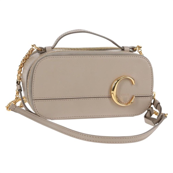 【原宿店限定】クロエ Chloe ショルダーバッグ チェーン レザー ベージュ ゴールド レディース BA3317V