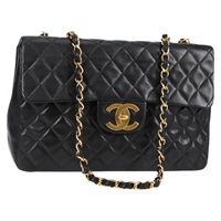 【原宿店限定】シャネル CHANEL ショルダーバッグ デカマトラッセ チェーン ラムスキン ブラック ゴールド レディース ki5773V