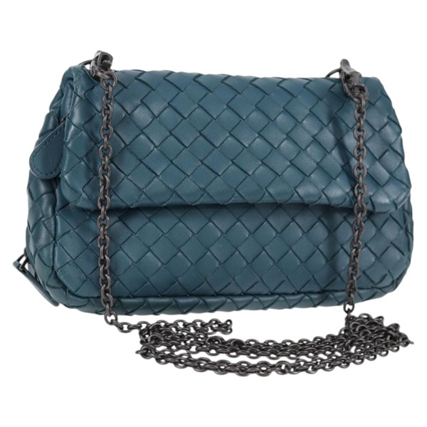 【原宿店限定】ボッテガヴェネタ BOTTEGAVENETA ショルダーバッグ イントレチャート チェーン レザー ブルー レディース PP720V