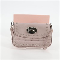 【原宿店限定】ミュウ ミュウ Miu Miu ショルダーバッグ スタッズ チェーン レザー ピンク シルバー レディース 130159V