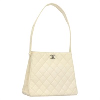 【原宿店限定】シャネル CHANEL ショルダーバッグ マトラッセ キャビアスキン ホワイト シルバー レディース PP803V
