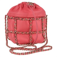 【原宿店限定】シャネル CHANEL ショルダーバッグ チェーン ラムスキン ピンク ゴールド レディース 126608M
