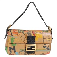 【原宿店限定】フェンディ FENDI マンマバゲット ショルダーバッグ コーティングキャンバス ブラウン ゴールド レディース 127210SM