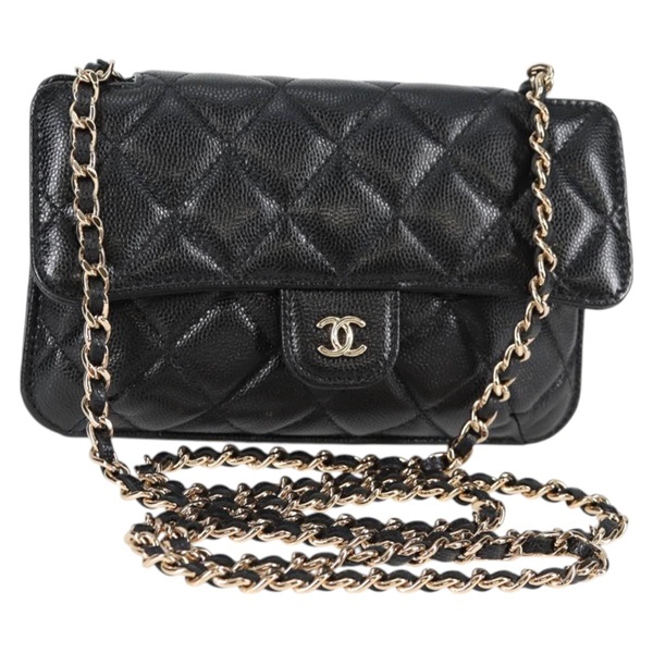 【原宿店限定】ャネル CHANEL ショルダーバッグ マトラッセ チェーン キシャビアスキン ブラック レディース 127322M