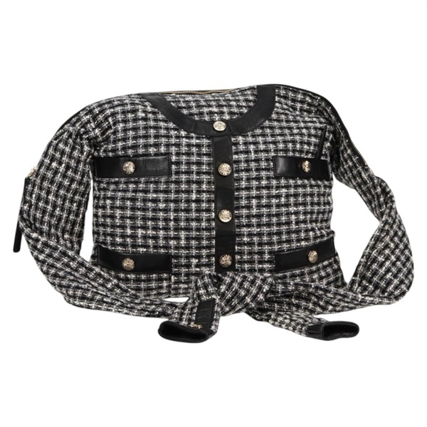 【原宿店限定】シャネル CHANEL ショルダーバッグ ガールシャネル ジャケット ツイード ブラック ホワイト レディース 126244V