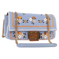 【原宿店限定】フェンディ FENDI マンマバゲット ショルダーバッグ チェーン コットン 2way パープル ゴールド レディース 125472SM