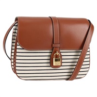 【原宿店限定】セリーヌ CELINE ショルダーバッグ キャンバス レザー ブラウン ゴールド レディース 125821M