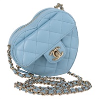 【原宿店限定】シャネル CHANEL ショルダーバッグ マトラッセ チェーン ラムスキン ブルー ゴールド レディース 127168SM