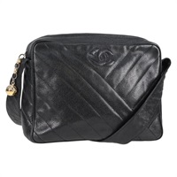 【原宿店限定】シャネル CHANEL ショルダーバッグ ココマーク チェーン キャビアスキン ブラック ゴールド レディース 128487V