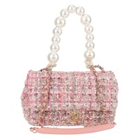 【原宿店限定】シャネル CHANEL ショルダーバッグ チェーン ツイード ピンク ゴールド レディース 130488SM