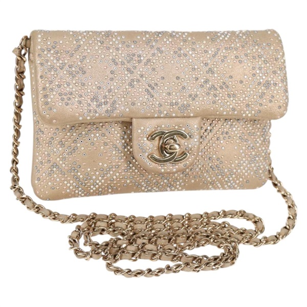 【原宿店限定】シャネル CHANEL ショルダーバッグ チェーン レザー ゴールド レディース 130489M