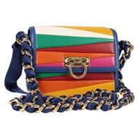 【原宿店限定】サルヴァトーレフェラガモ Salvatore Ferragamo ショルダーバッグ ガンチーニ チェーン レザー ブルー ゴールド レディース 131644M