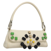 【原宿店限定】プラダ PRADA ショルダーバッグ レザー ホワイト シルバー レディース 132616V