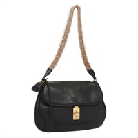 【原宿店限定】プラダ PRADA ショルダーバッグ チェーン  レザー ブラック ゴールド レディース 132747V
