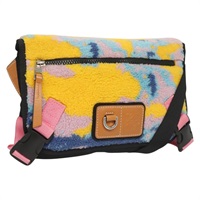 【原宿店限定】ロエベ LOEWE スモール メッセンジャー ショルダーバッグ アナグラム アウトドア ライン ウール ブラック シルバー レディース 132972M