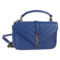 【原宿店限定】サンローラン SAINT LAURENT ショルダーバッグ チェーン ショルダー ウォレット レザー 2way ブルー レディース PP772V