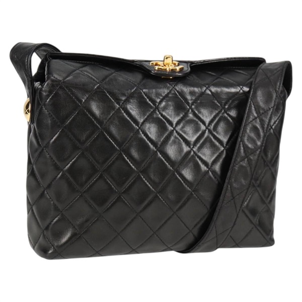 【原宿店限定】シャネル CHANEL ショルダーバッグ マトラッセ レザー ブラック ゴールド レディース PP788V
