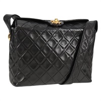 【原宿店限定】シャネル CHANEL ショルダーバッグ マトラッセ レザー ブラック ゴールド レディース PP788V