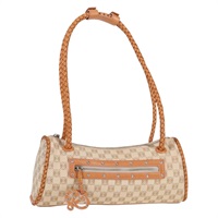 【原宿店限定】ロエベ LOEWE ショルダーバッグ アナグラム キャンバス レザー  ベージュ シルバー レディース yk18744V