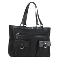 【原宿店限定】グッチ GUCCI トートバッグ GGキャンバス アビー アウトレット ブラック シルバー 268639 レディース am8602V