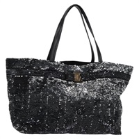 【原宿店限定】サルヴァトーレフェラガモ Salvatore Ferragamo トートバッグ スパンコール ナイロン ブラック レディース 118787V