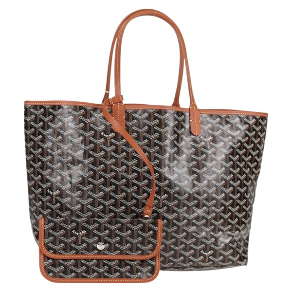 【原宿店限定】ゴヤール GOYARD サンルイPM トートバッグ ヘリンボーン PVC レザー ブラック ブラウン レディース 126920M