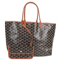 【原宿店限定】ゴヤール GOYARD サンルイPM トートバッグ ヘリンボーン PVC レザー ブラック ブラウン レディース 126920M
