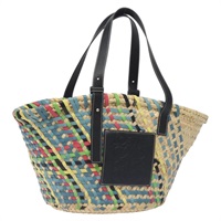 【原宿店限定】ロエベ LOEWE トートバッグ バスケットバッグ　ラージ アナグラム ラフィア レザー ベージュ マルチカラー レディース 131384M