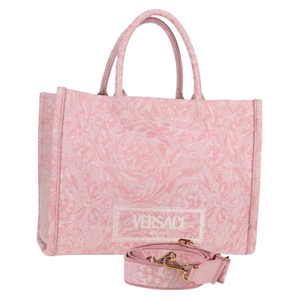 【原宿店限定】ヴェルサーチ VERSACE トートバッグ アテナ　バロッコ キャンバス 2way ピンク レディース BA3157M