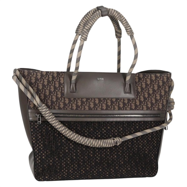 【原宿店限定】クリスチャンディオール Christian Dior トートバッグ トロッターキャンバス グレー シルバー レディース bs24696M