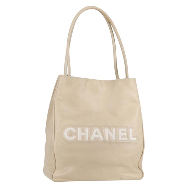 【原宿店限定】シャネル CHANEL トートバッグ ラムスキン ベージュ ゴールド レディース 118935V