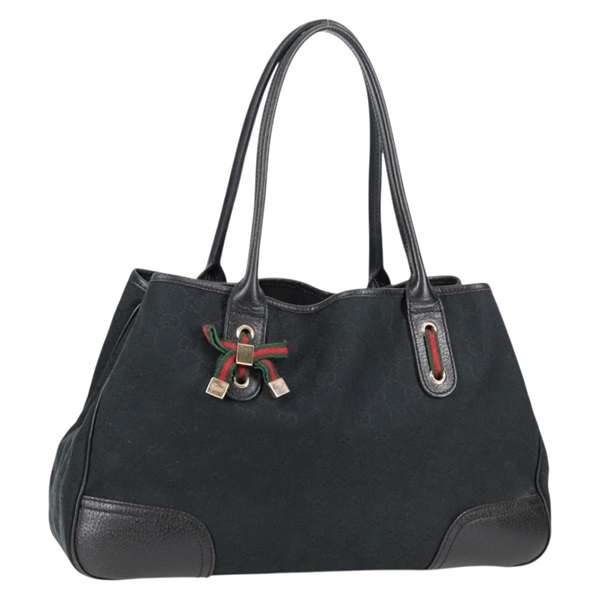 【原宿店限定】グッチ GUCCI プリンシー トートバッグ GGキャンバス ウェブシェリーライン ブラック ゴールド 163805 レディース 131957V