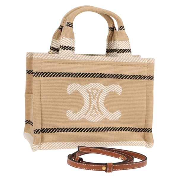 【原宿店限定】セリーヌ CELINE スモール カバ タイス トートバッグ トリオンフ キャンバス ベージュ ゴールド レディース BA3442M