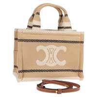 【原宿店限定】セリーヌ CELINE スモール カバ タイス トートバッグ トリオンフ キャンバス ベージュ ゴールド レディース BA3442M
