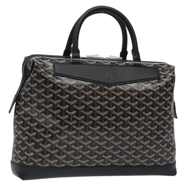 【原宿店限定】ゴヤール GOYARD ジザルバンドキュメントケース ビジネスバッグ ヘリンボーン PVC レザー ブラック シルバー レディース sw388SM