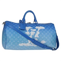 【原宿店限定】ルイ・ヴィトン LOUIS VUITTON キーポルバンドリエール50 ボストンバッグ モノグラム クラウズ ブルー ホワイト M45428 レディース 120447SM