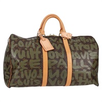 【原宿店限定】ルイ・ヴィトン LOUIS VUITTON キーポル50 ボストンバッグ モノグラム グラフィティ カーキ M92196 レディース 126567V