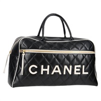 【原宿店限定】シャネル CHANEL ボストンバッグ マトラッセ カーフスキン ブラック レディース 127925V