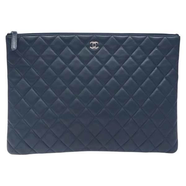 【原宿店限定】シャネル CHANEL クラッチバッグ マトラッセ ラムスキン ネイビー シルバー レディース 126557M