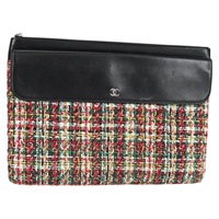 【原宿店限定】シャネル CHANEL クラッチバッグ ツイード ブラック シルバー レディース 127554M