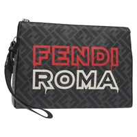 【原宿店限定】フェンディ FENDI クラッチバッグ ズッカキャンバス PVC ブラック シルバー レディース BA3687M
