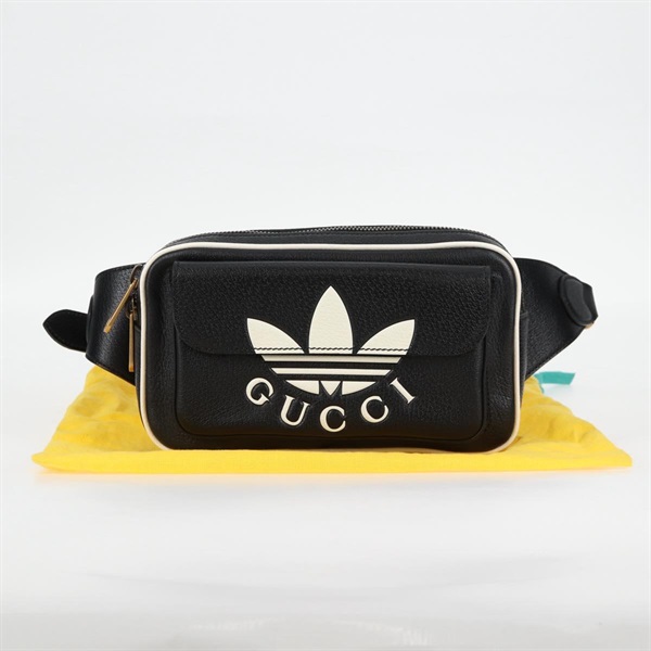 【原宿店限定】グッチ GUCCI ウエストバッグ アディダス レザー ブラック ゴールド 722141 レディース 118851M