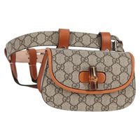 【原宿店限定】グッチ GUCCI ウエストバッグ GGスプリーム バンブー1947 ホースビット PVC ベージュ 681137 レディース ac3847M