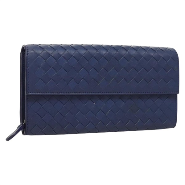 【原宿店限定】ボッテガヴェネタ BOTTEGAVENETA 長財布 イントレチャート レザー ブルー レディース 127953V