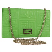 【原宿店限定】フェンディ FENDI 財布 チェーン ショルダー レザー グリーン ゴールド レディース 130512M